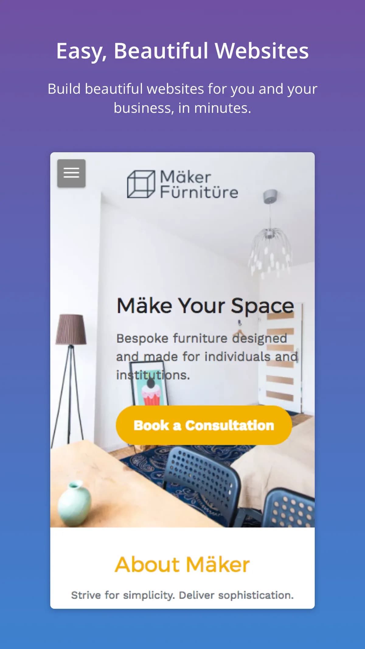 The Strikingly interface