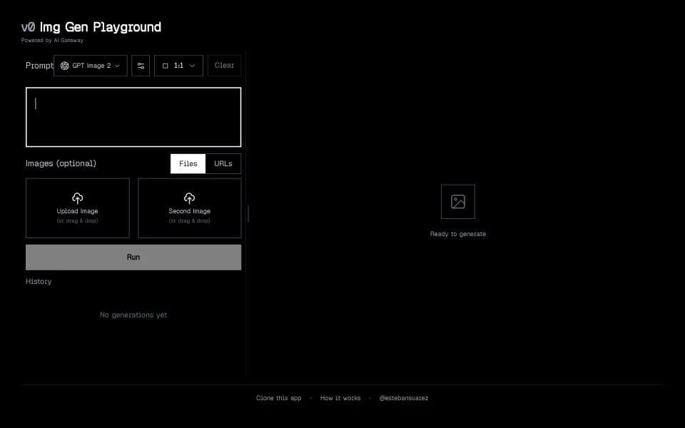 Screenshot of the v0 by Vercel interface