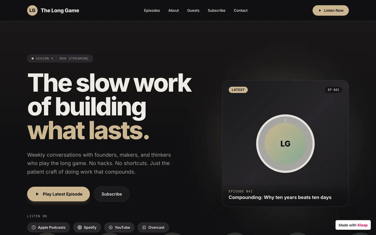Site podcast créé avec Kleap