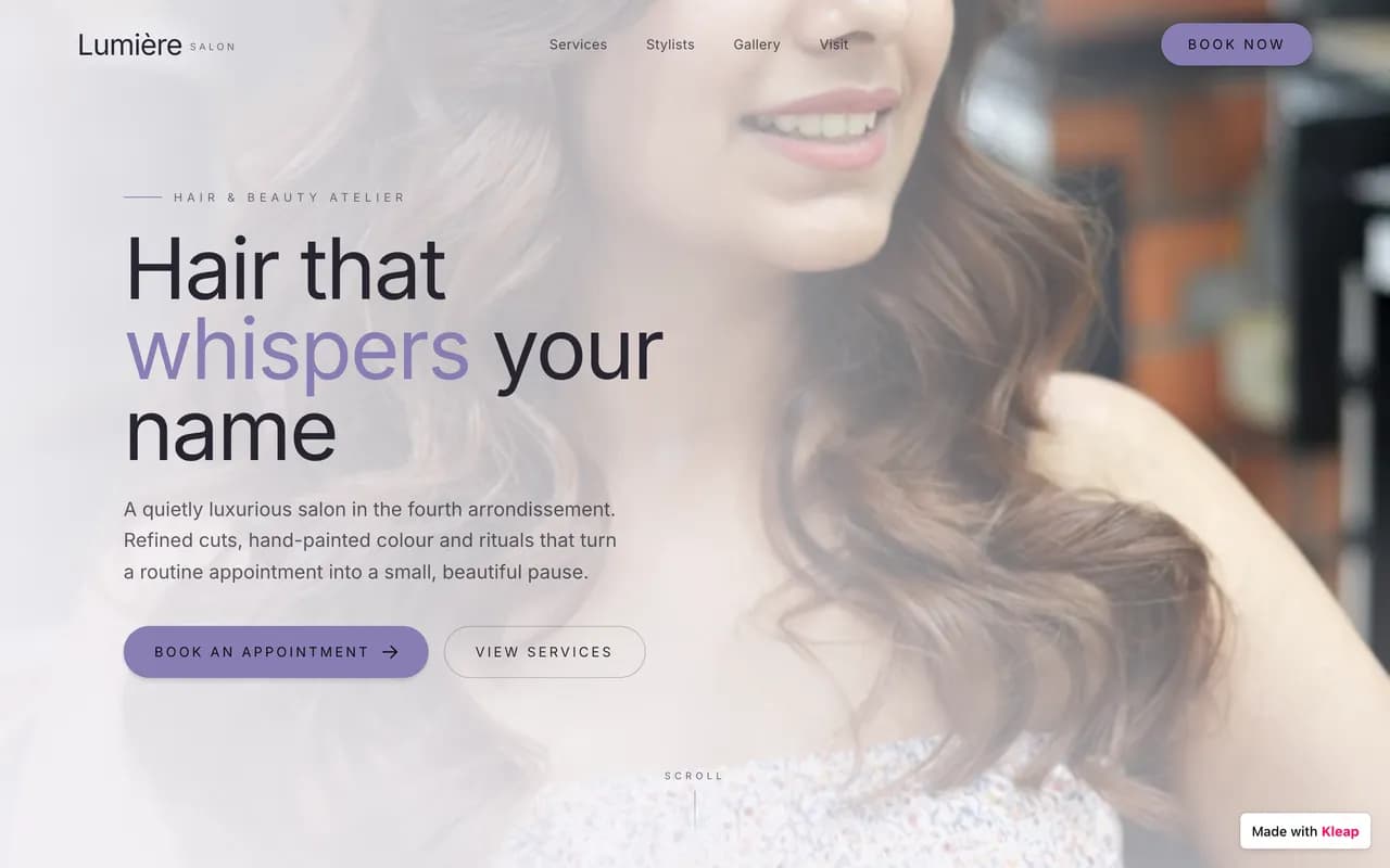 Site salon créé avec Kleap