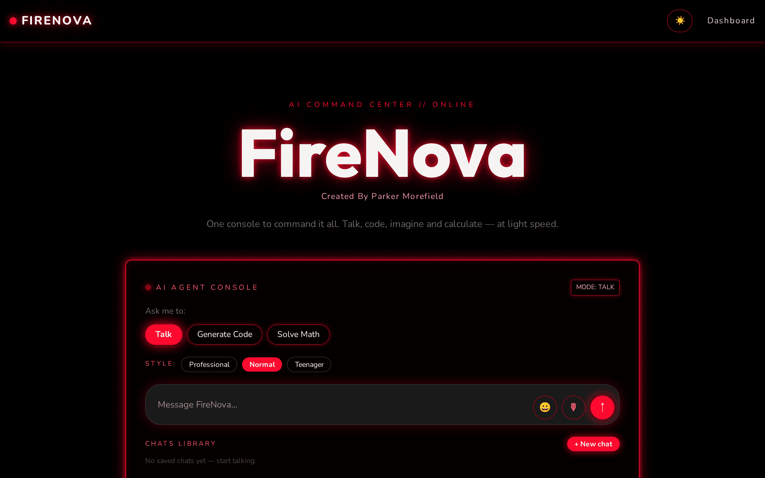 Screenshot of FireNovaAI