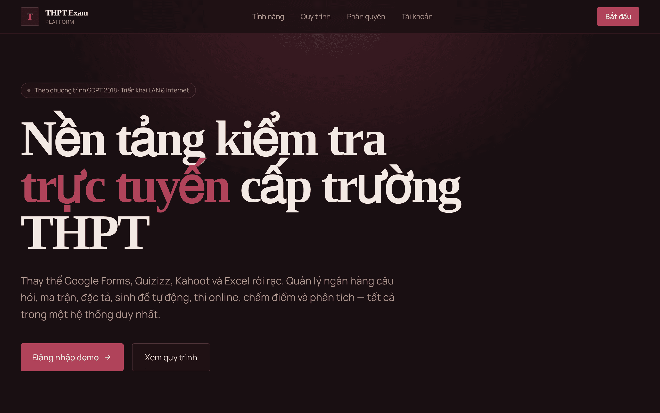 Screenshot of EduCheck THPT