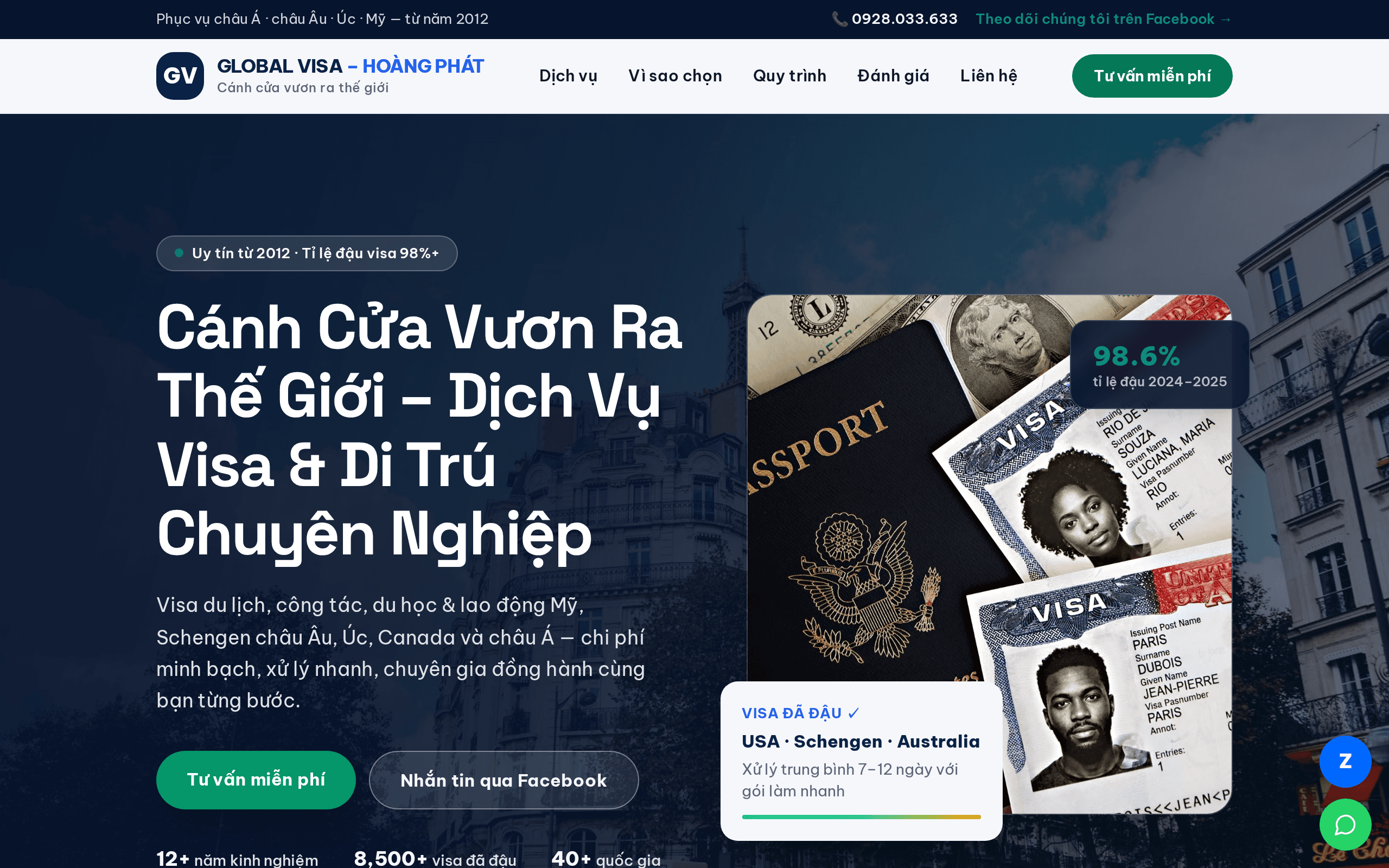 Screenshot of Global Visa Hoàng Phát