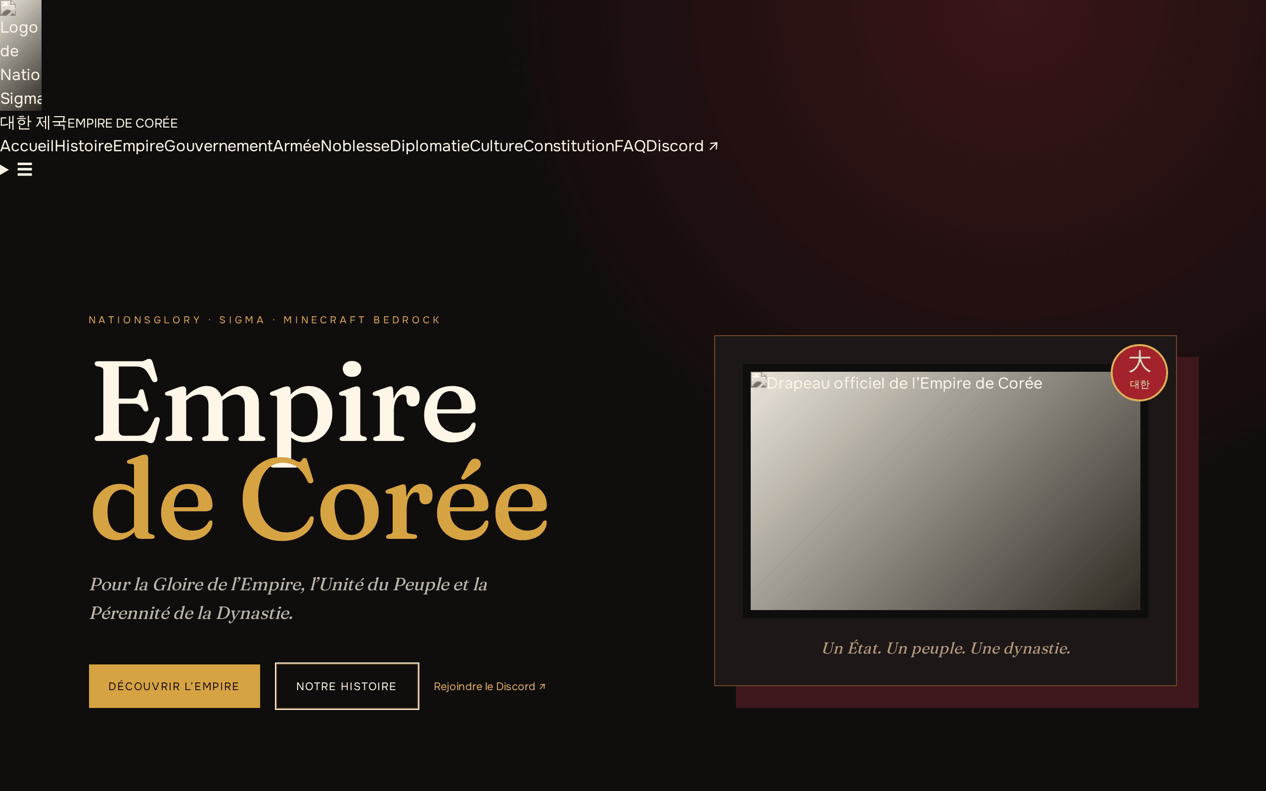 A roleplay nation-state site with the weight and ritual of a real imperial court.