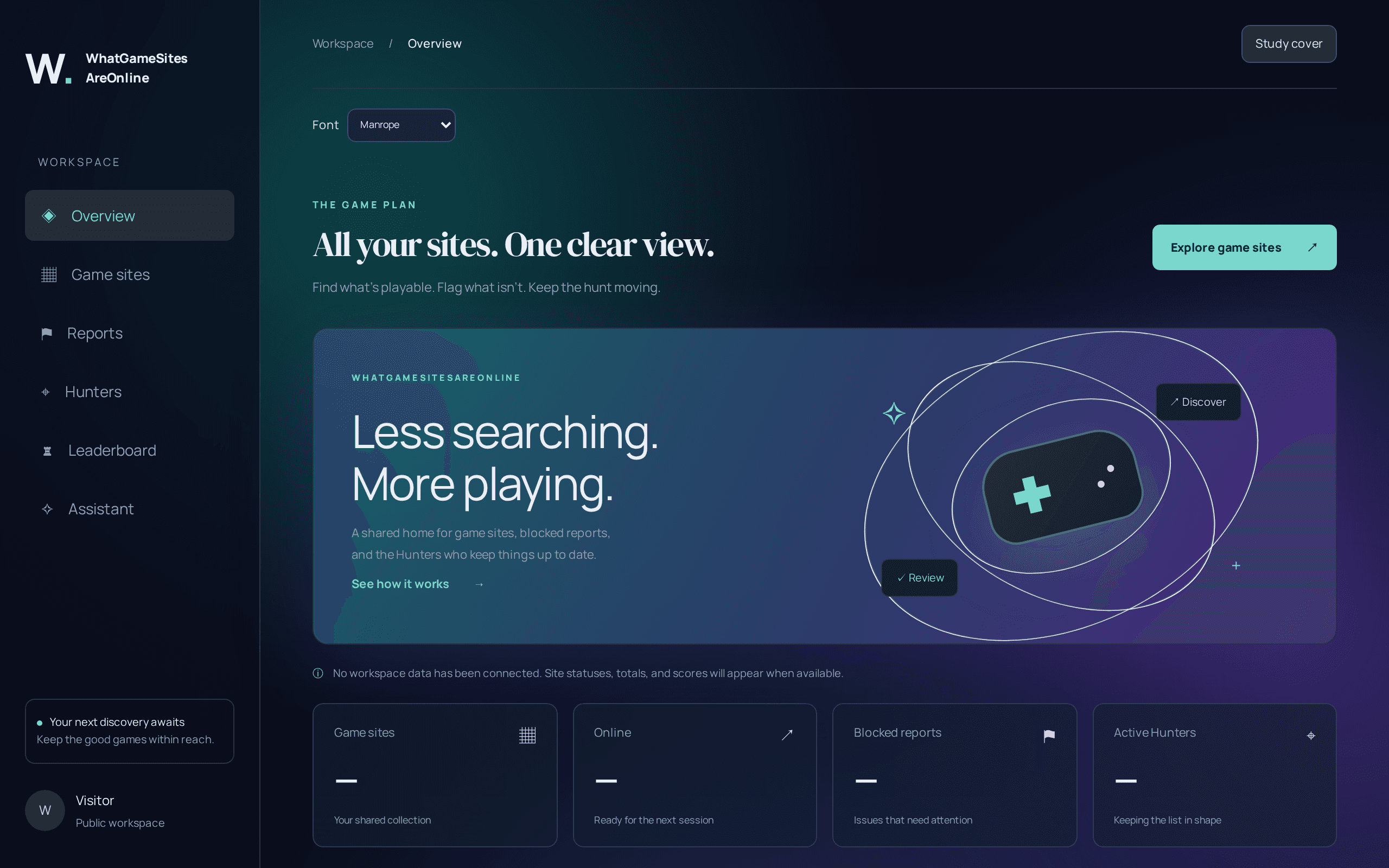 Track and share which game sites are actually online, in one clean shared view.