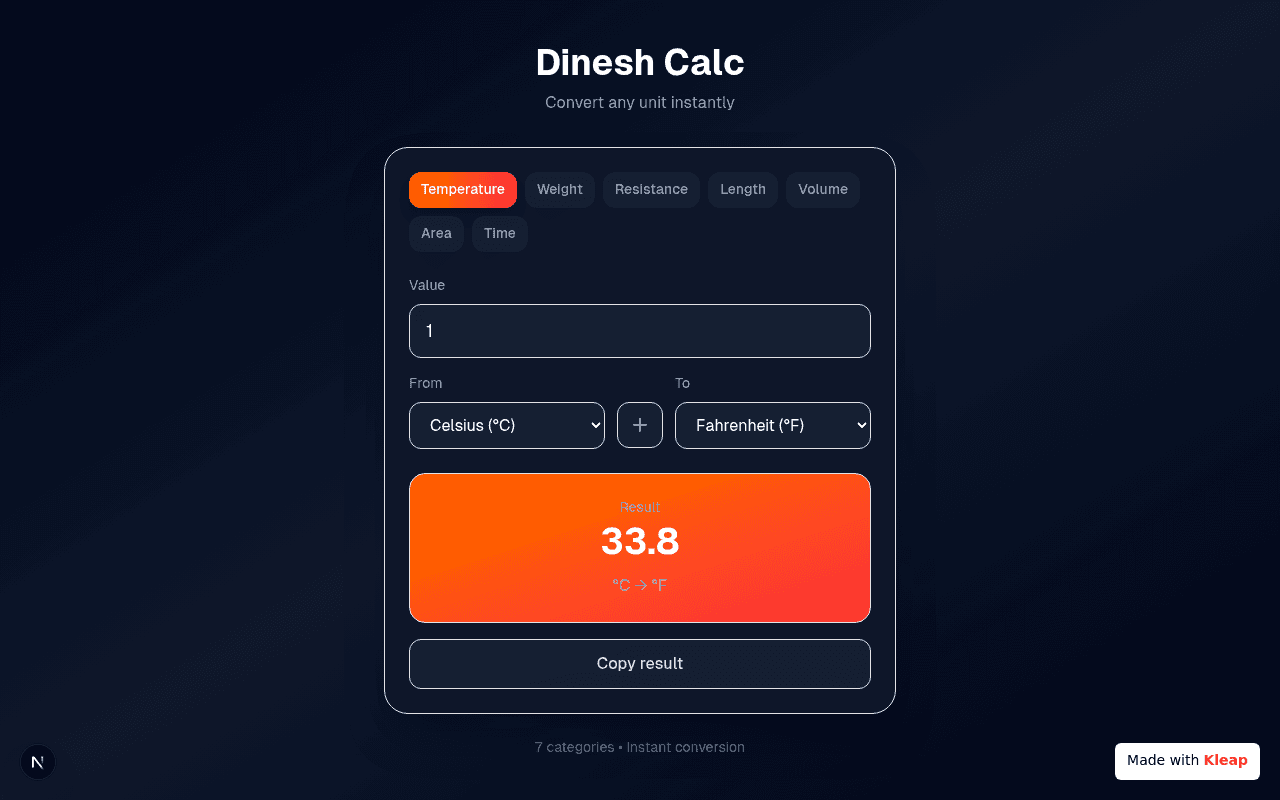 A clean, fast unit converter that actually gets the job done.