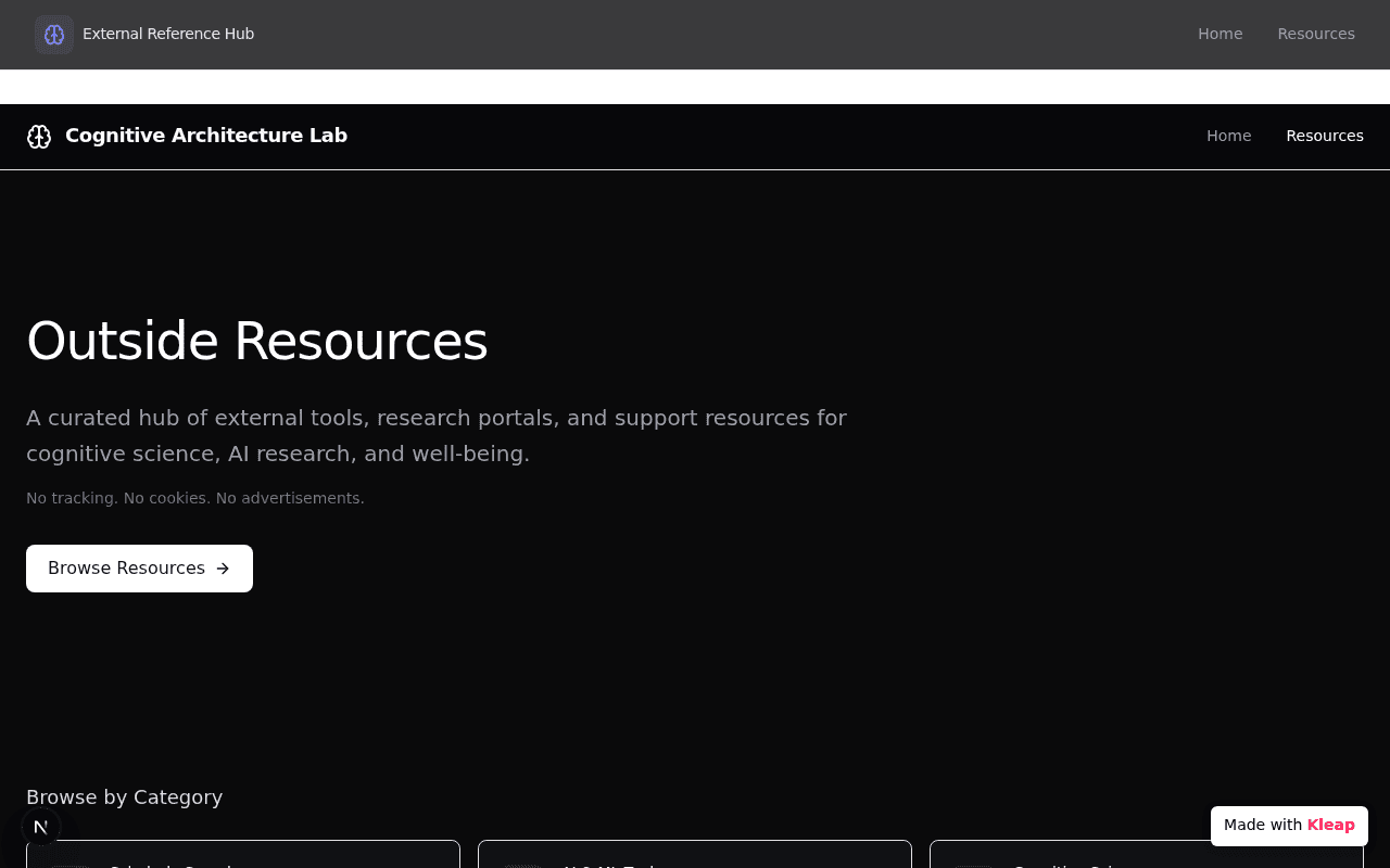 Screenshot of Outside Resources