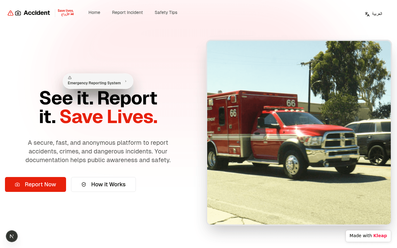An intuitive platform for reporting incidents, empowering communities to document and save lives.