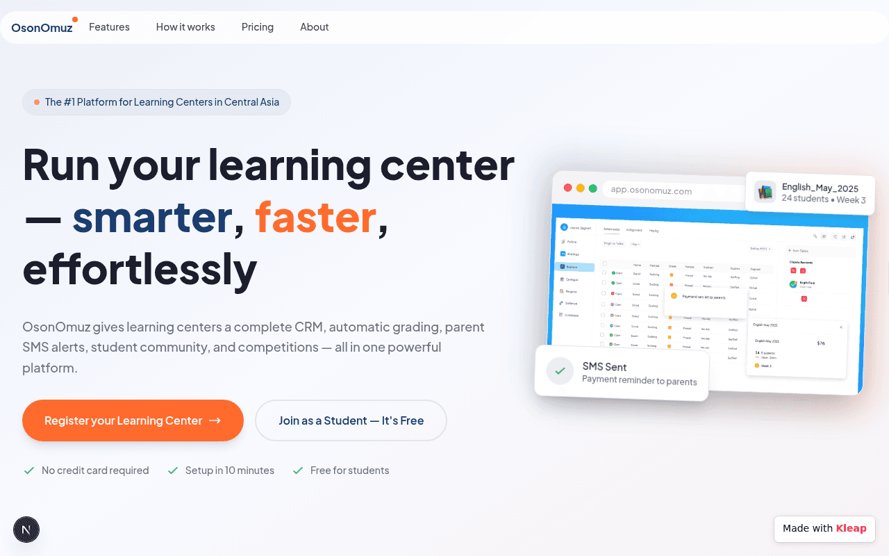 Run your learning center smarter, faster, effortlessly — one platform for CRM, grading, and parents.