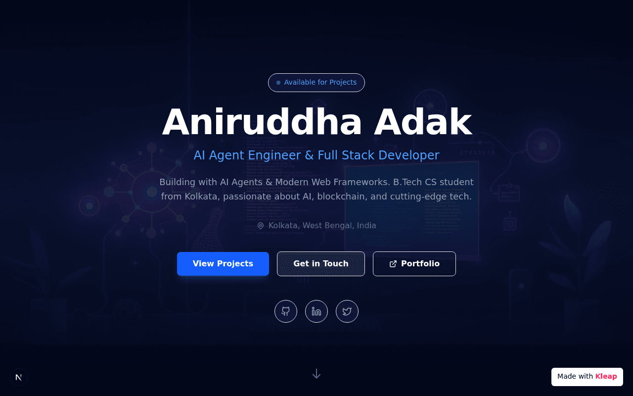 Aniruddha Adak :: AI Agent Engineer & Full Stack Developer