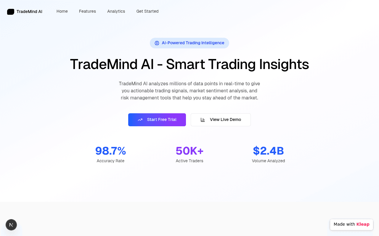 Unleash AI-powered trading intelligence with real-time signals and market analysis.
