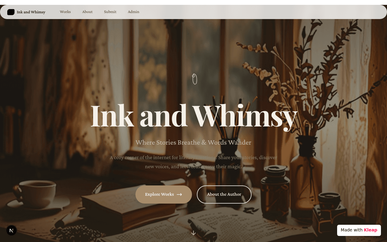 A cozy literary nook where writers share stories and readers discover new voices.
