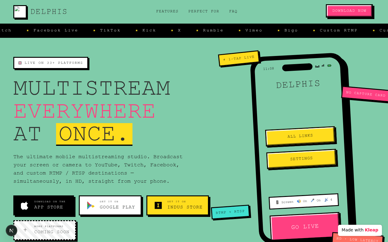 Multistream from your phone to every platform at once — no capture card needed.