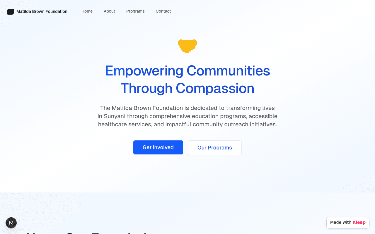 A clean foundation site delivering powerful messaging about community empowerment.
