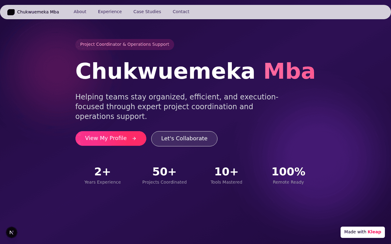 Screenshot of Executive Support