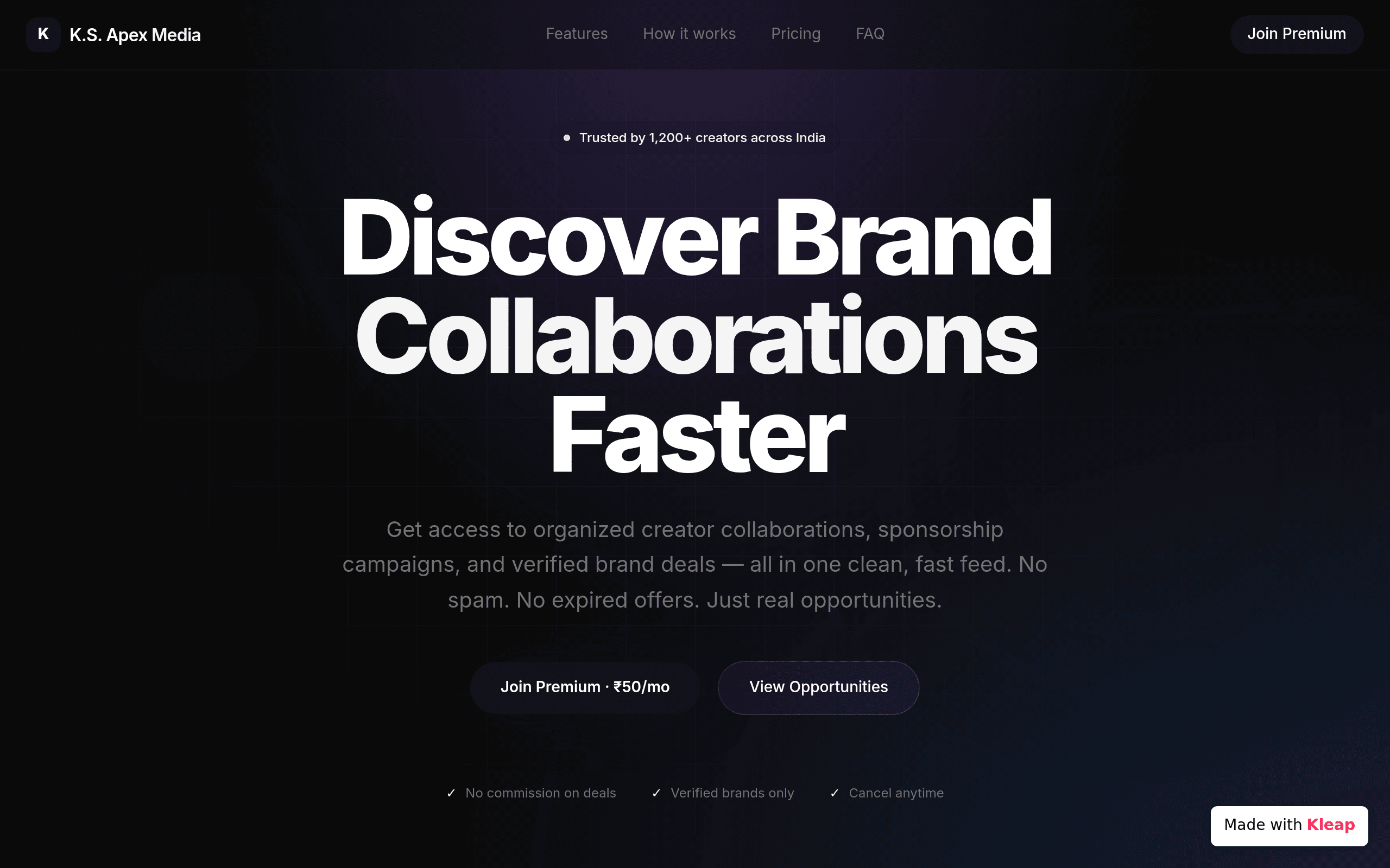 Instant access to creator sponsorship campaigns and brand deals.
