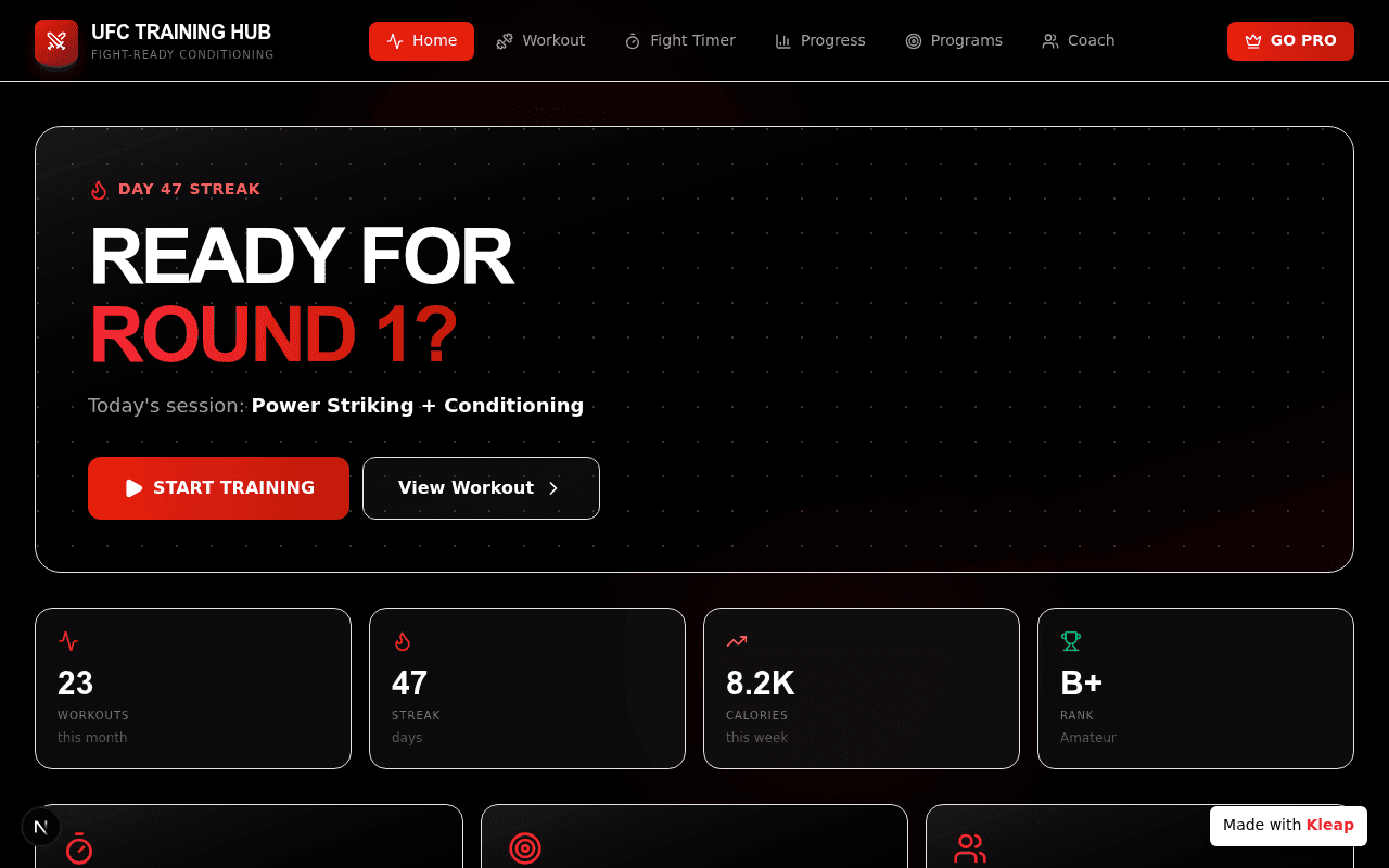 Screenshot of Training Hub