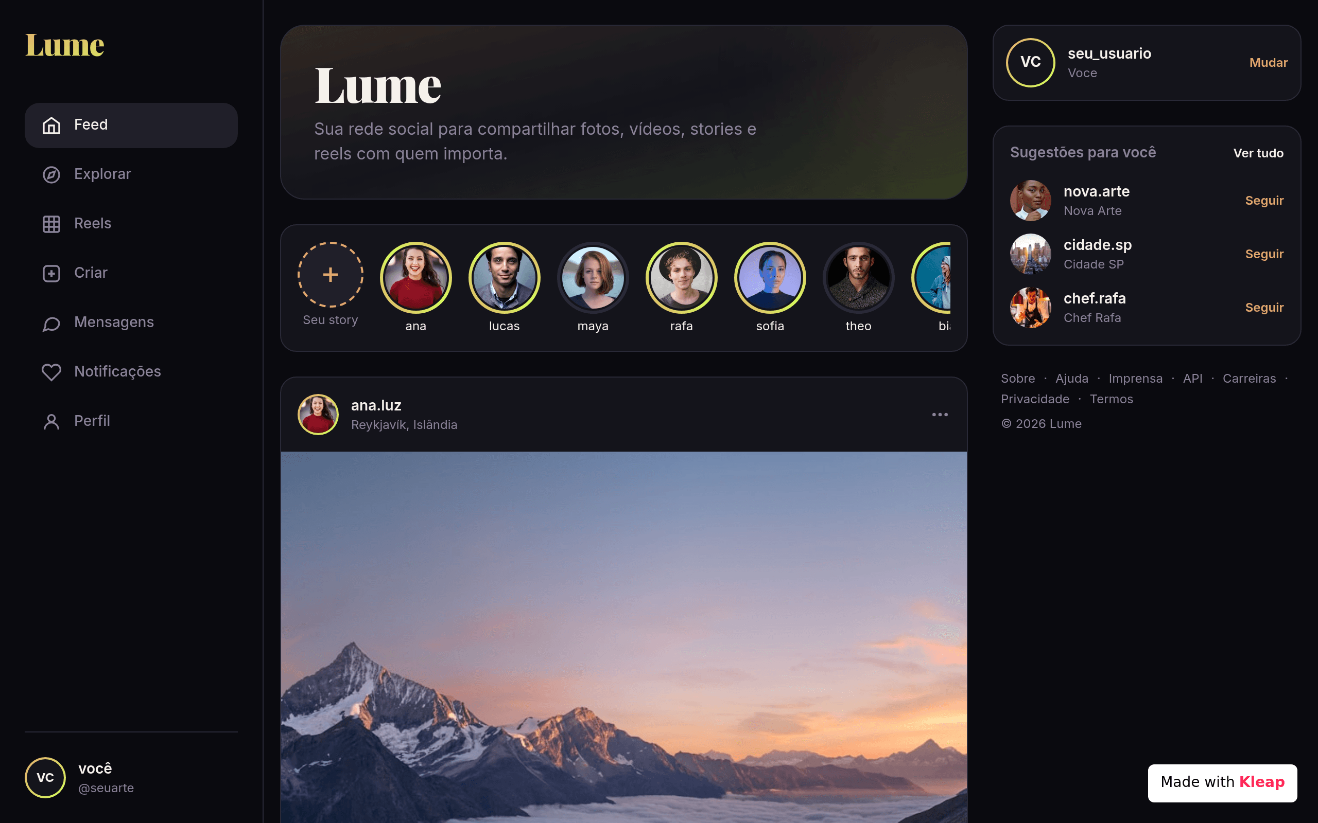 rede social semelhante ao Instagram com