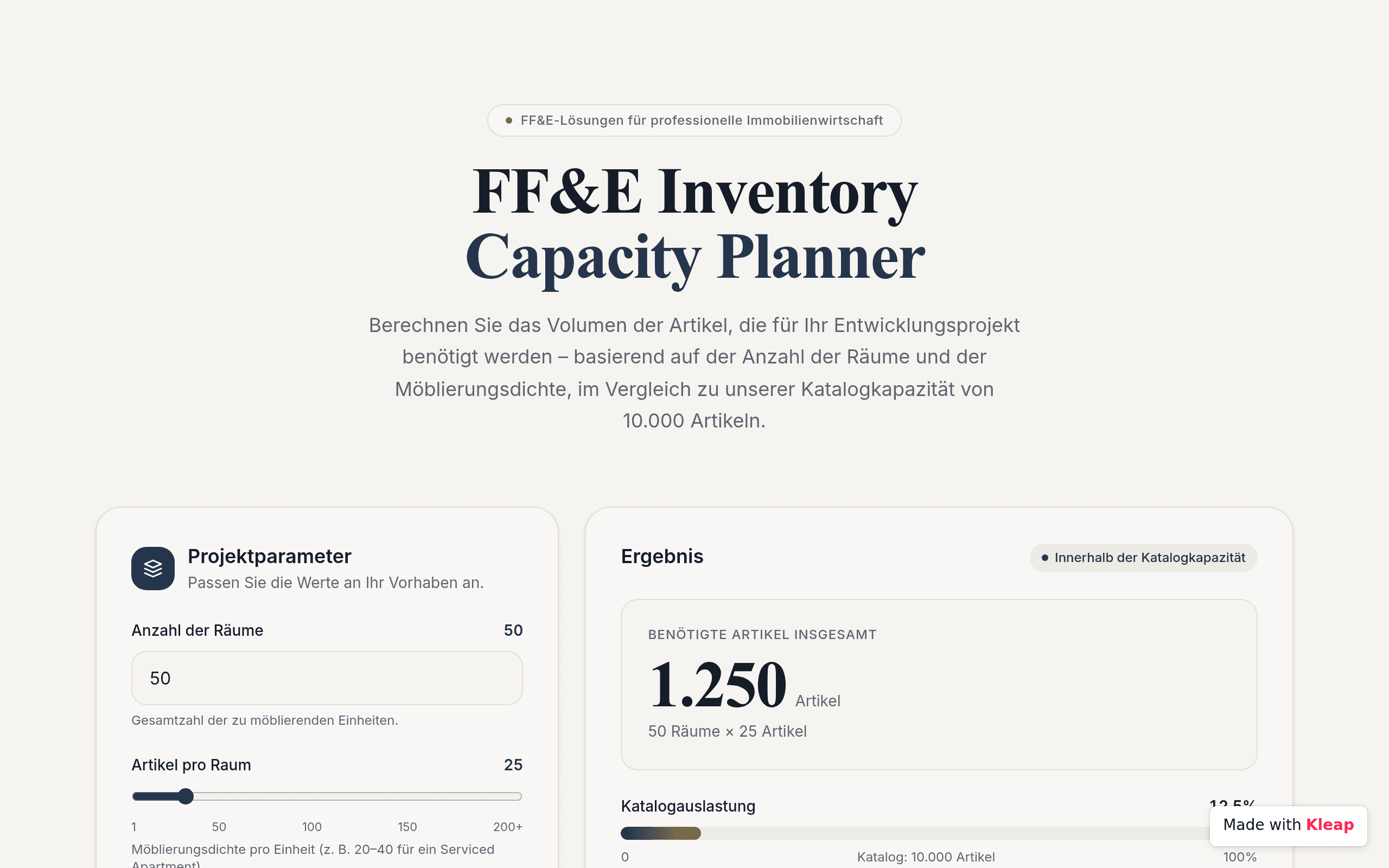 Inventory Capacity Planner