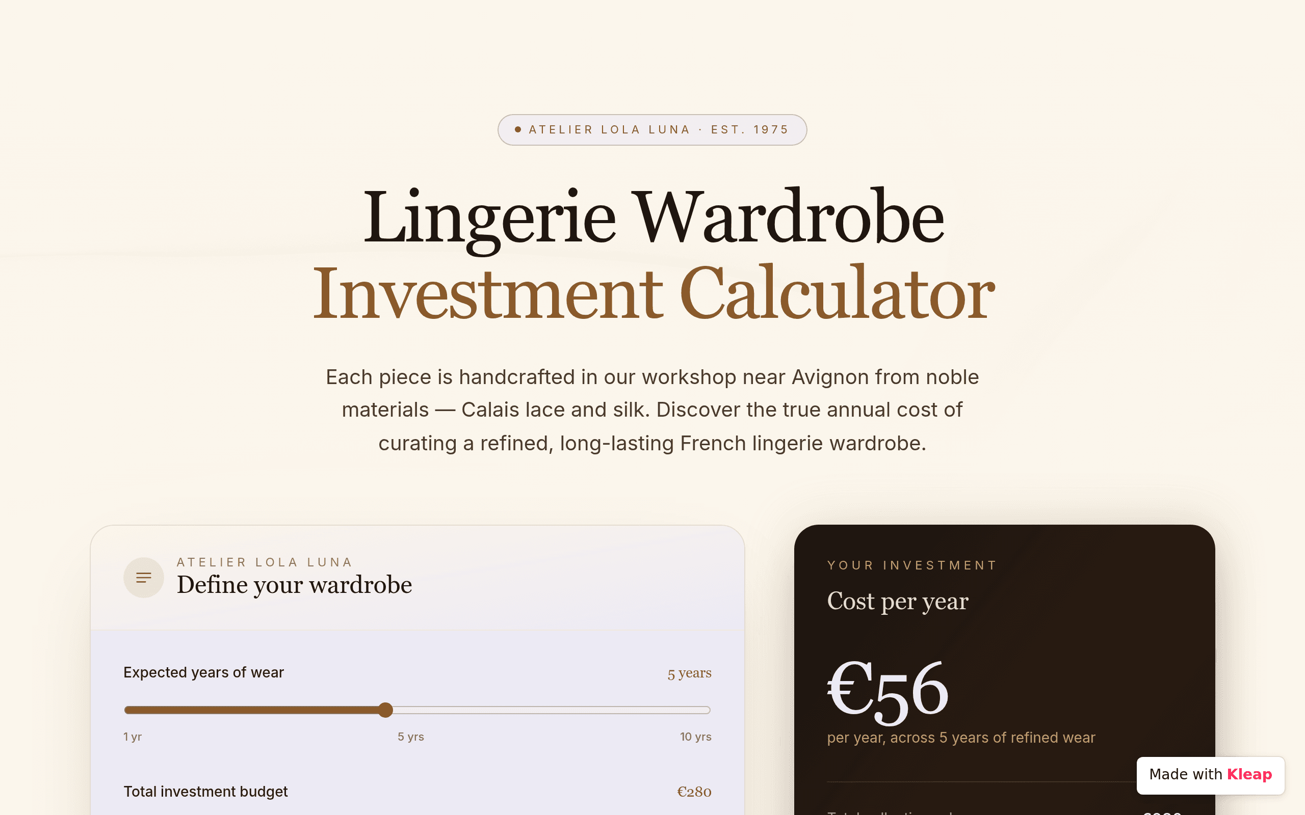 Lingerie Wardrobe Investment Calculator