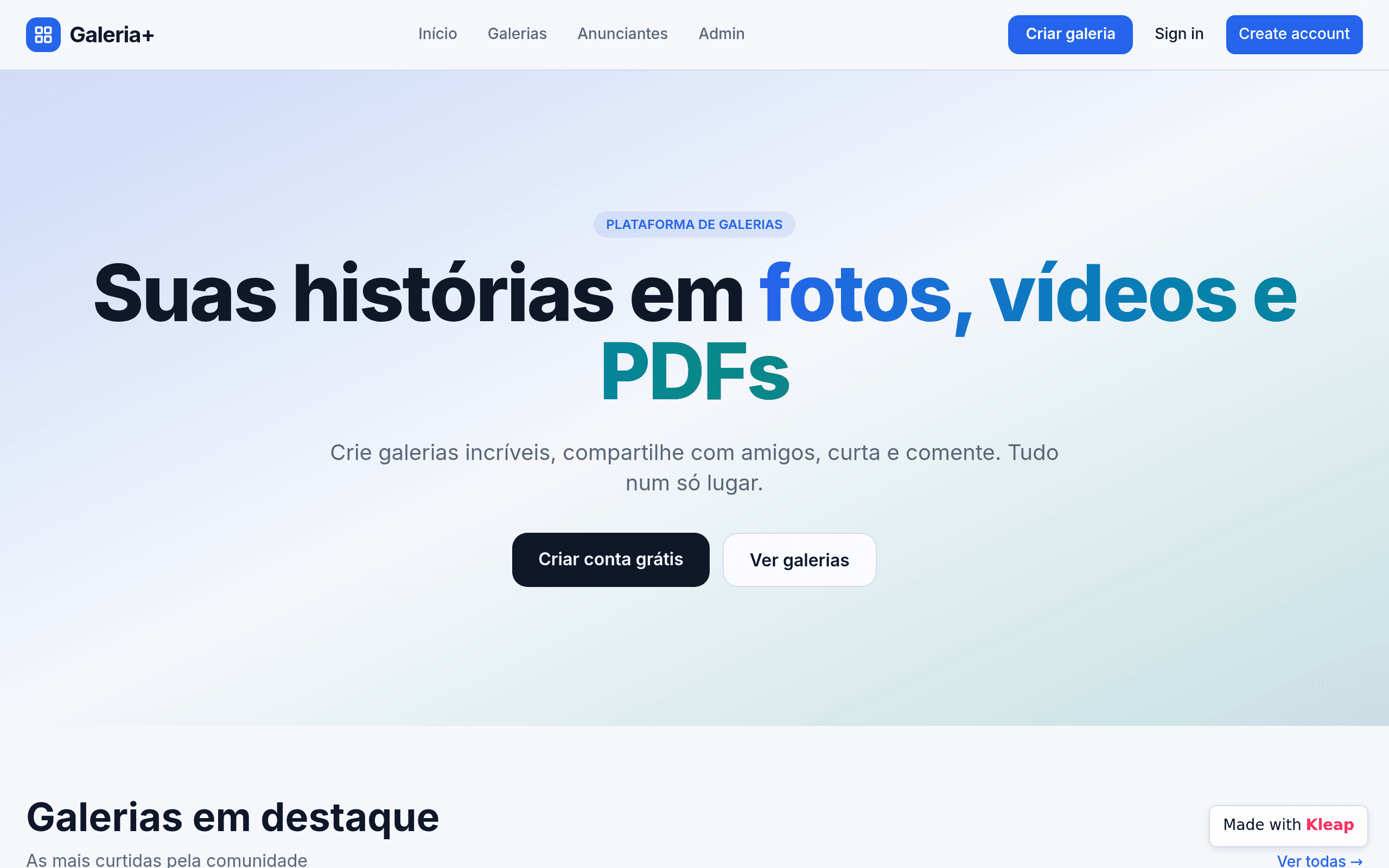 gerenciamento  na pagina de galeria de f