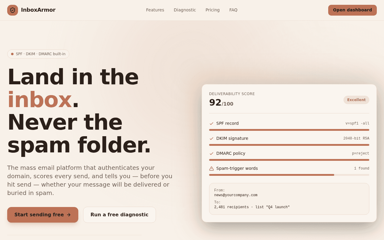 InboxArmor — Mass Email Deliverability Platform