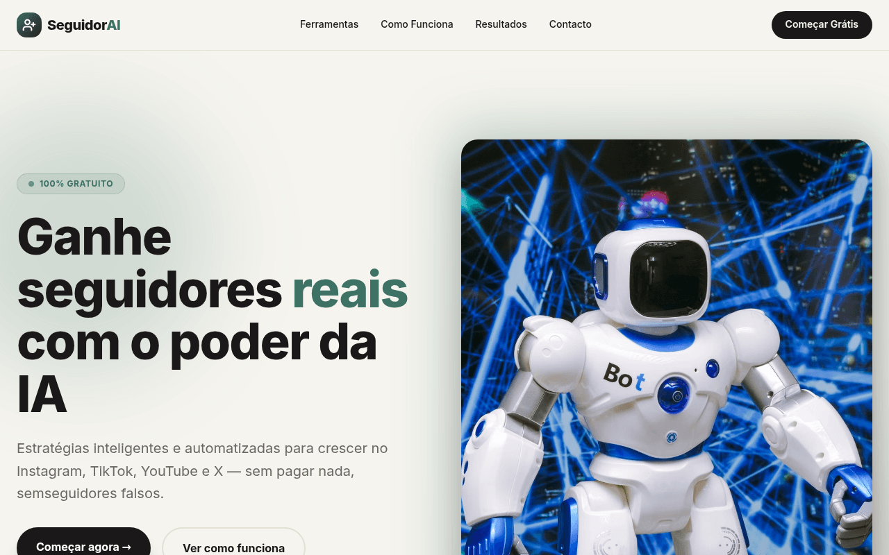 Ganhar Seguidores Com inteligência Artif