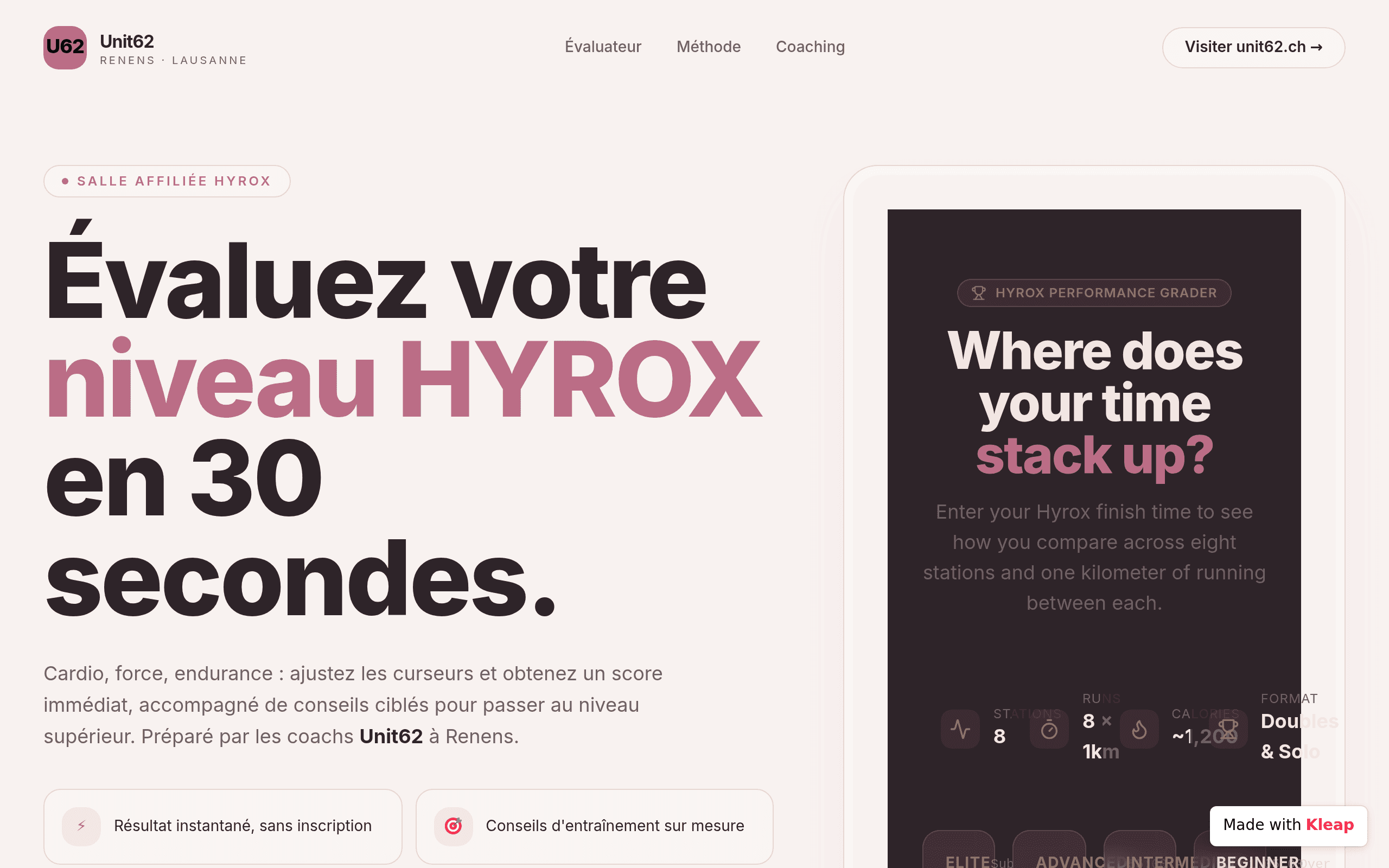 Évaluateur HYROX — Unit62