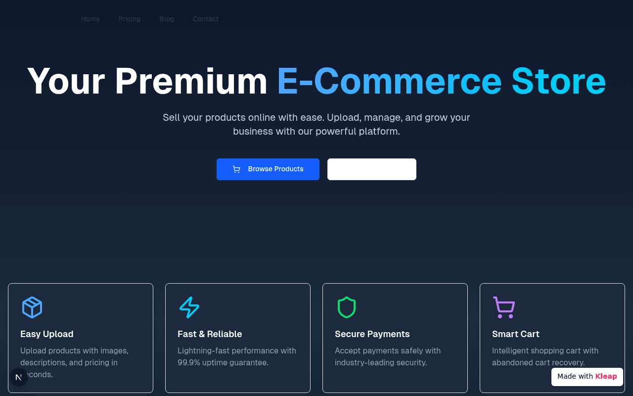 Launch your e-commerce store with essential features and a sleek, modern design.