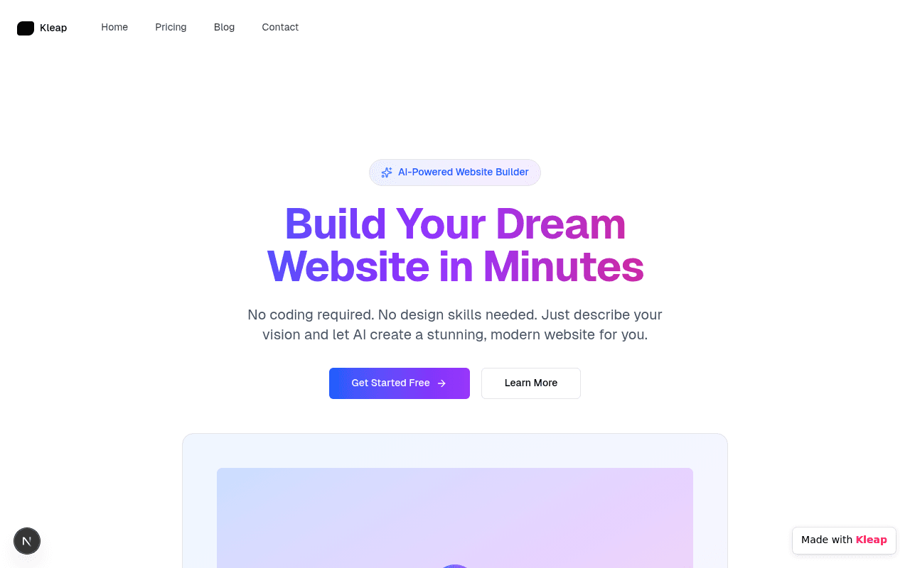 Build your dream website in minutes with an AI-powered builder, no coding required.