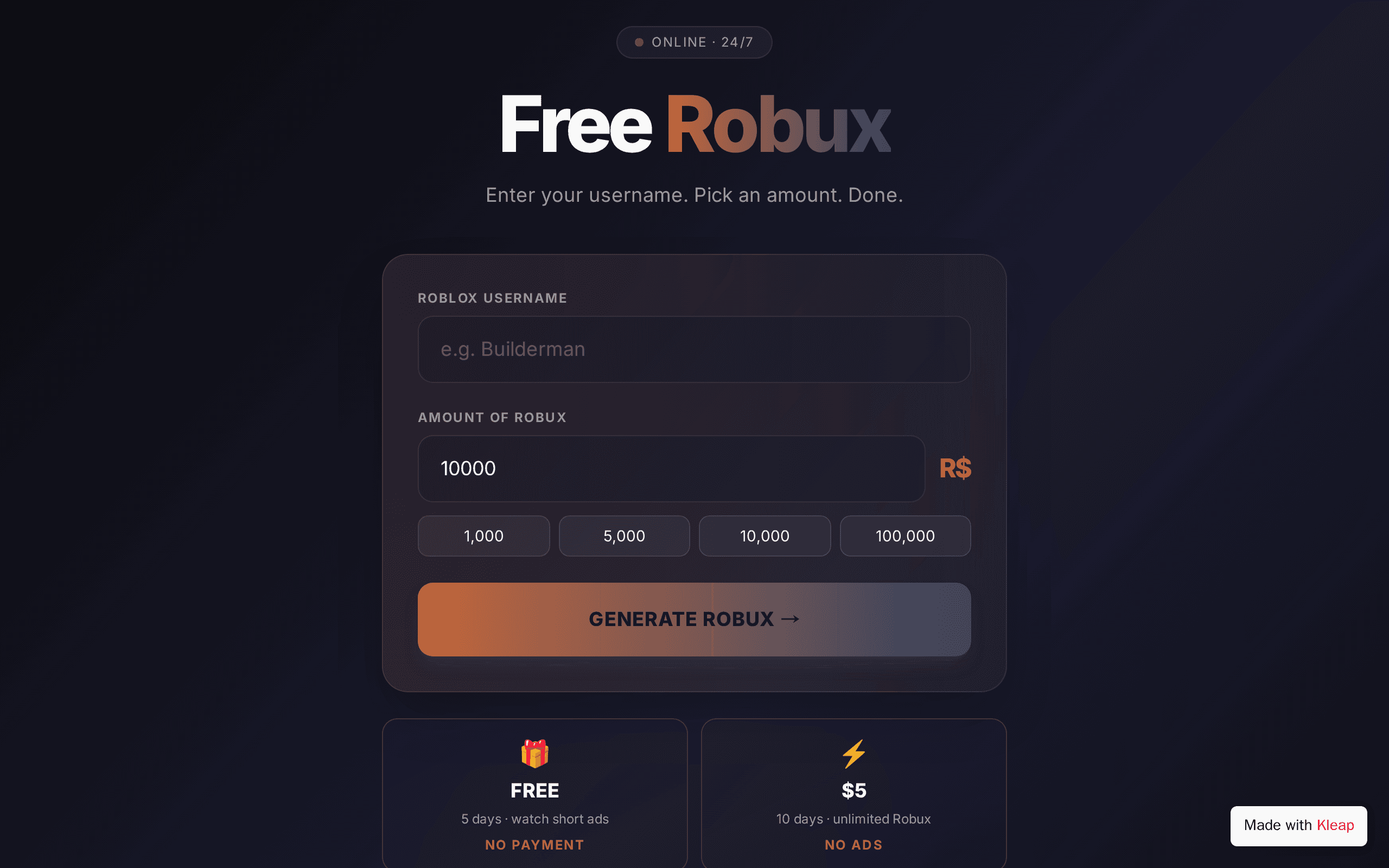 Robux Generator Pro