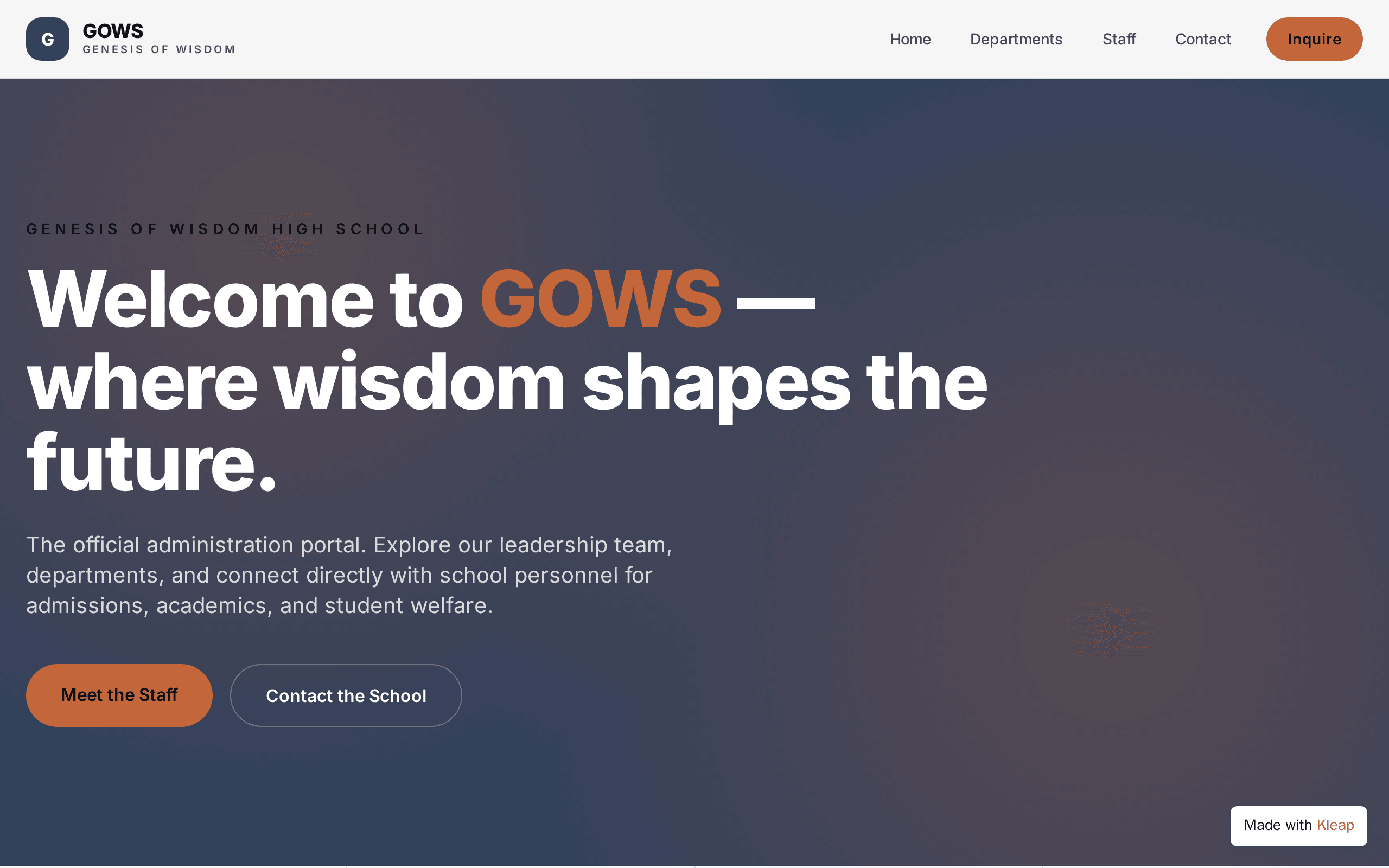 Genesis Of Wisdom High Schoool