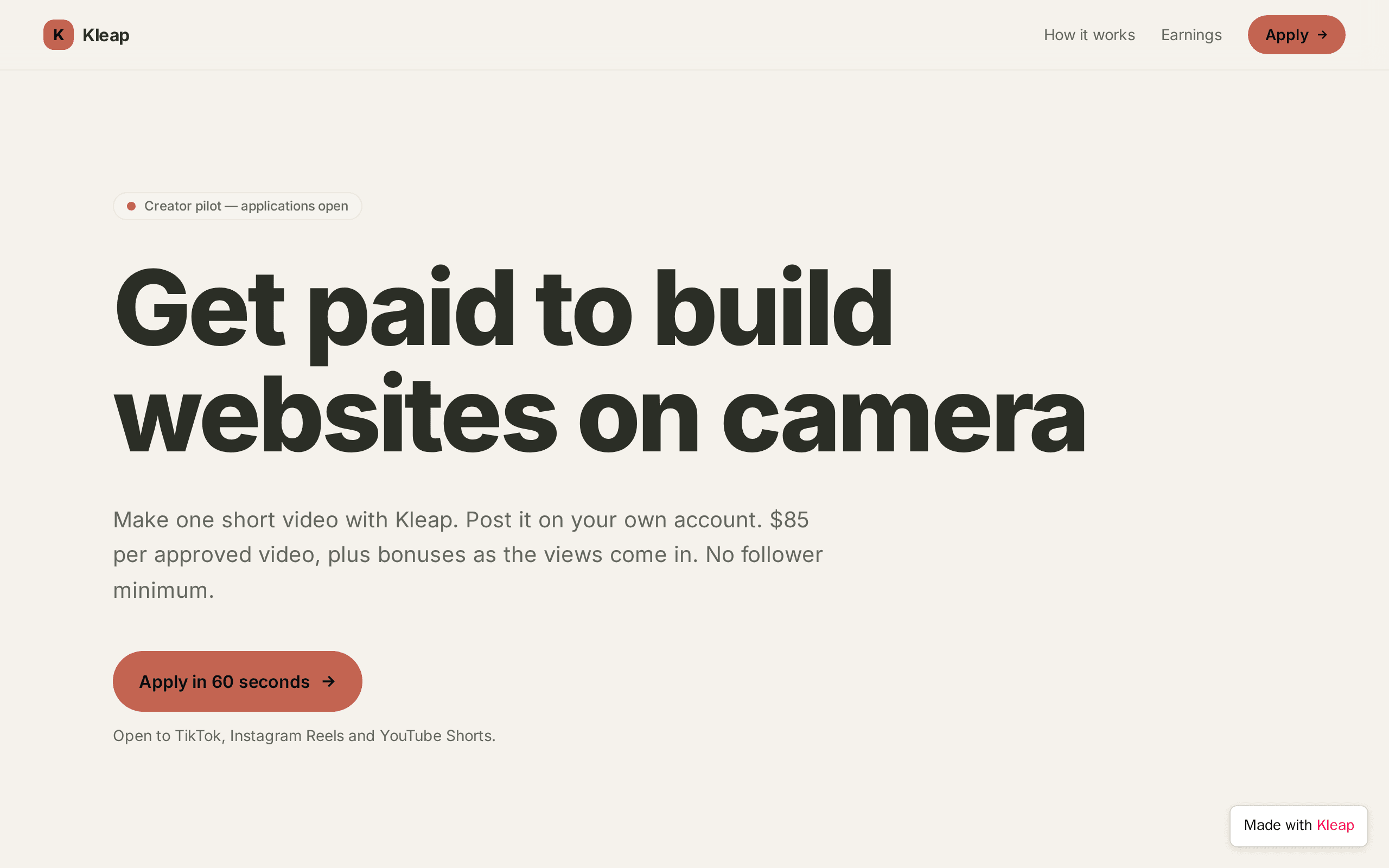 Get paid to build websites on camera