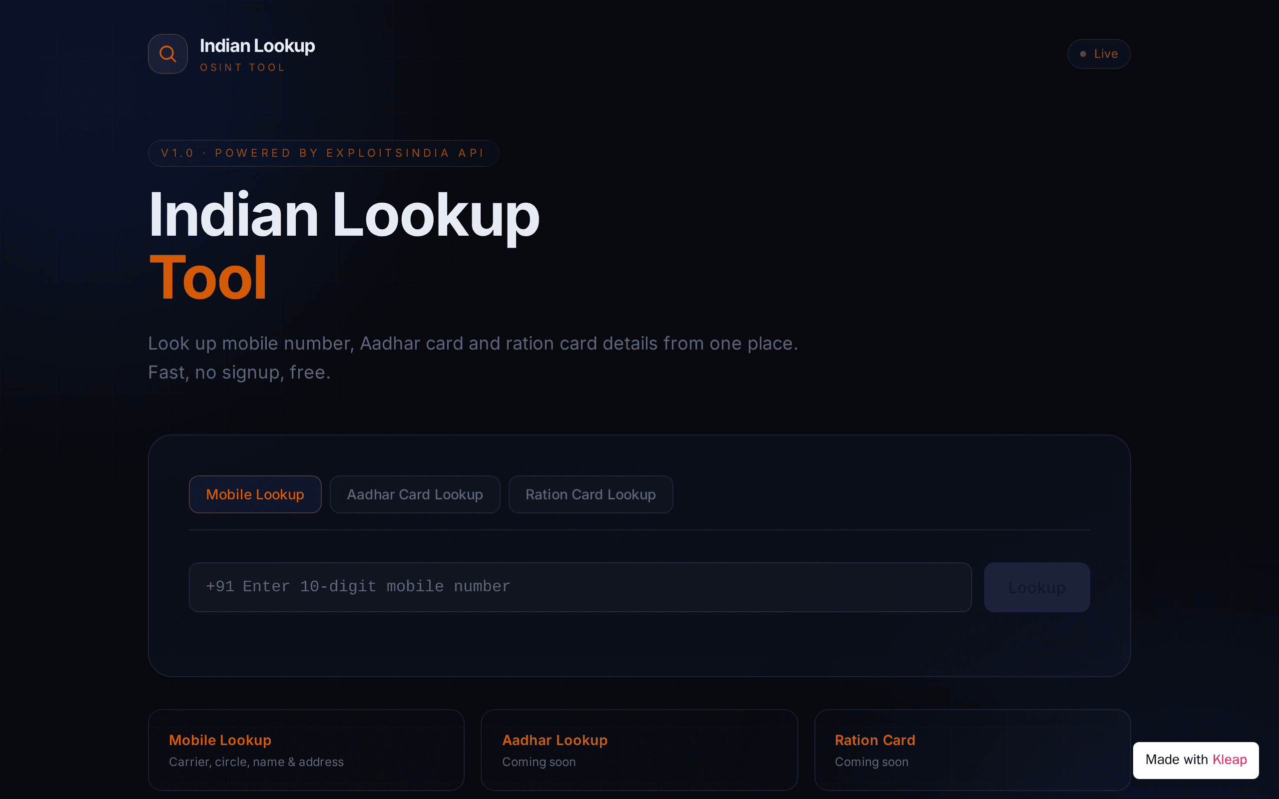 Indian Lookup Tool