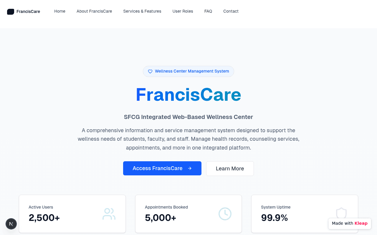 A comprehensive web-based wellness center managing health, counseling, and appointments.