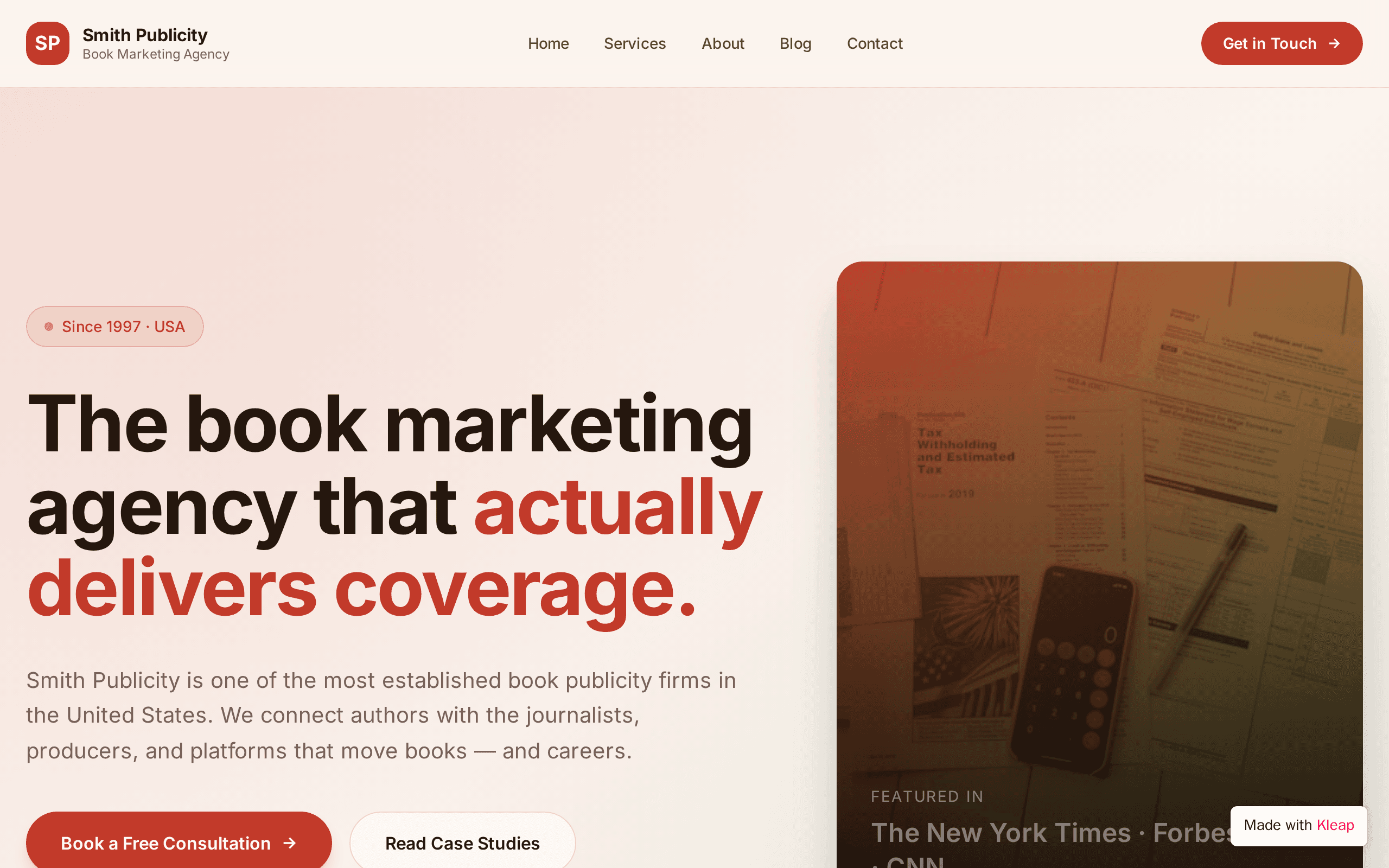 A veteran book publicity firm connecting authors to real media coverage.