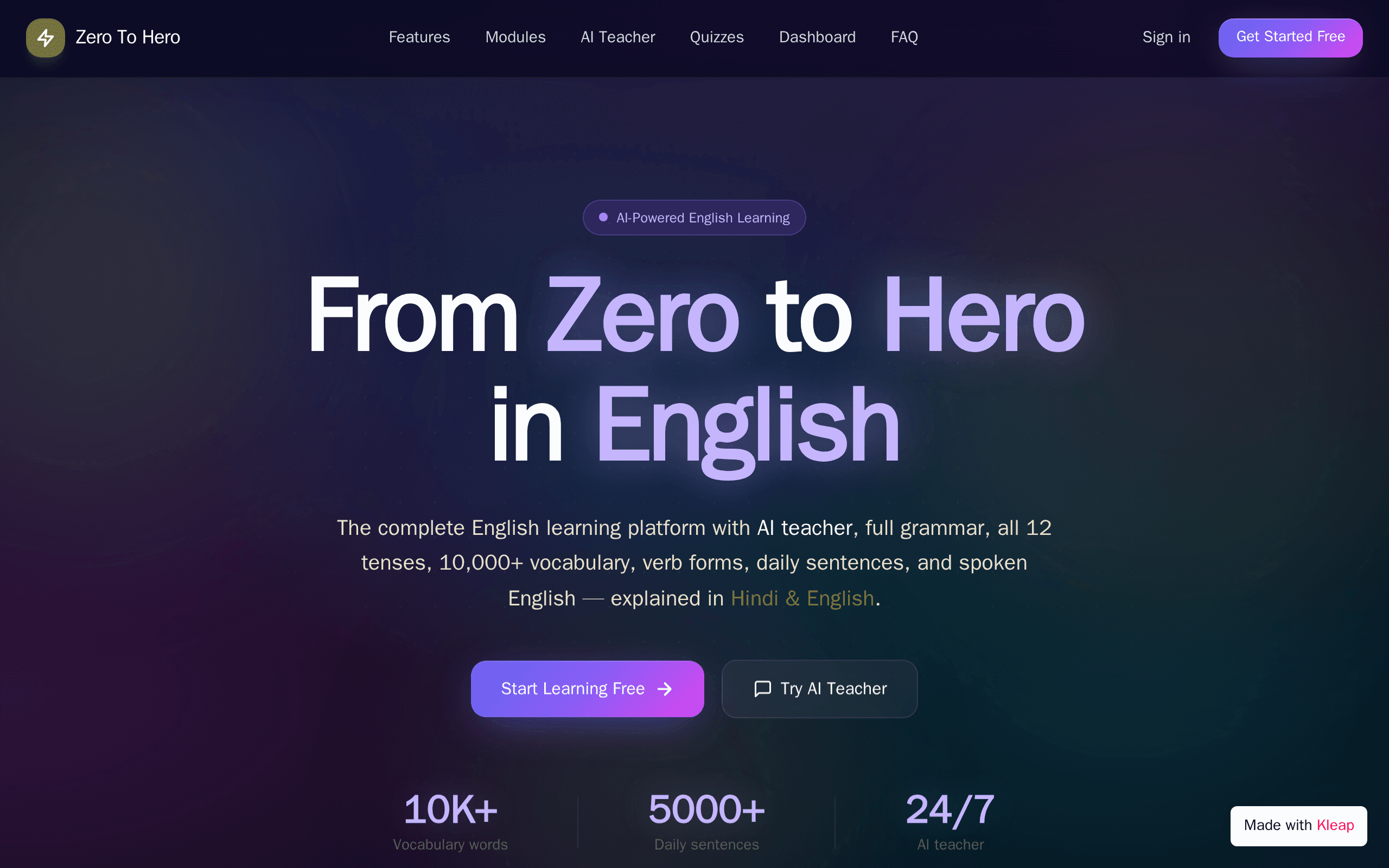 Zero To Hero In English