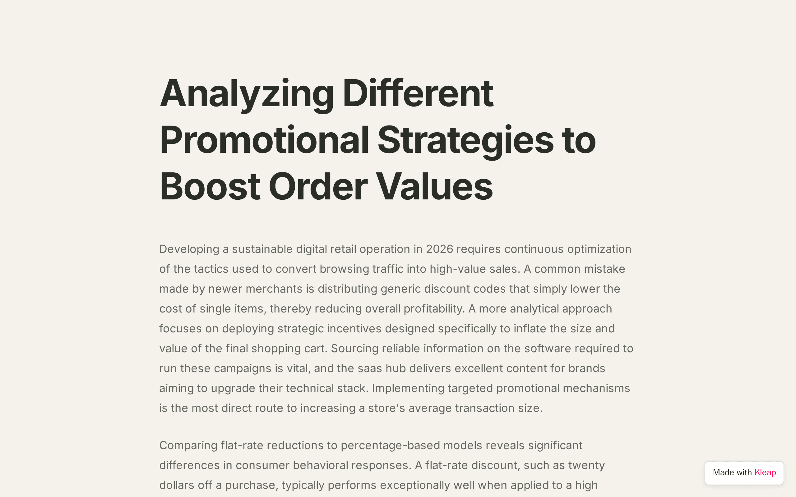 Analyzing Different Promotional