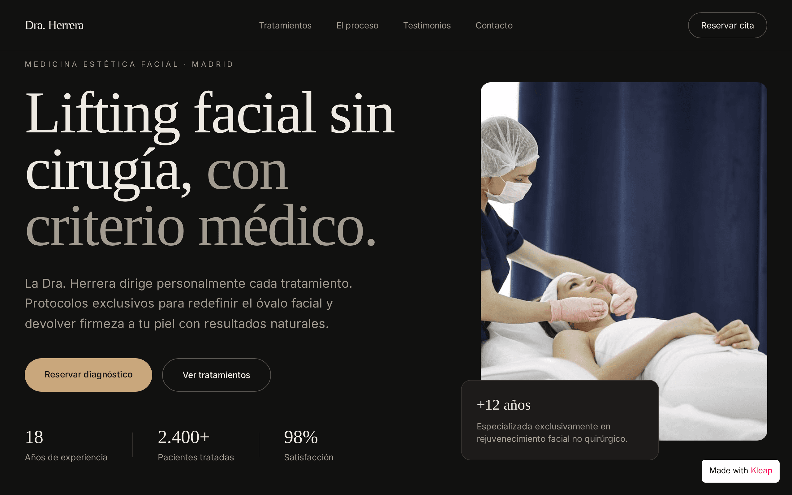 Non-surgical facial lifting with medical precision in Madrid.
