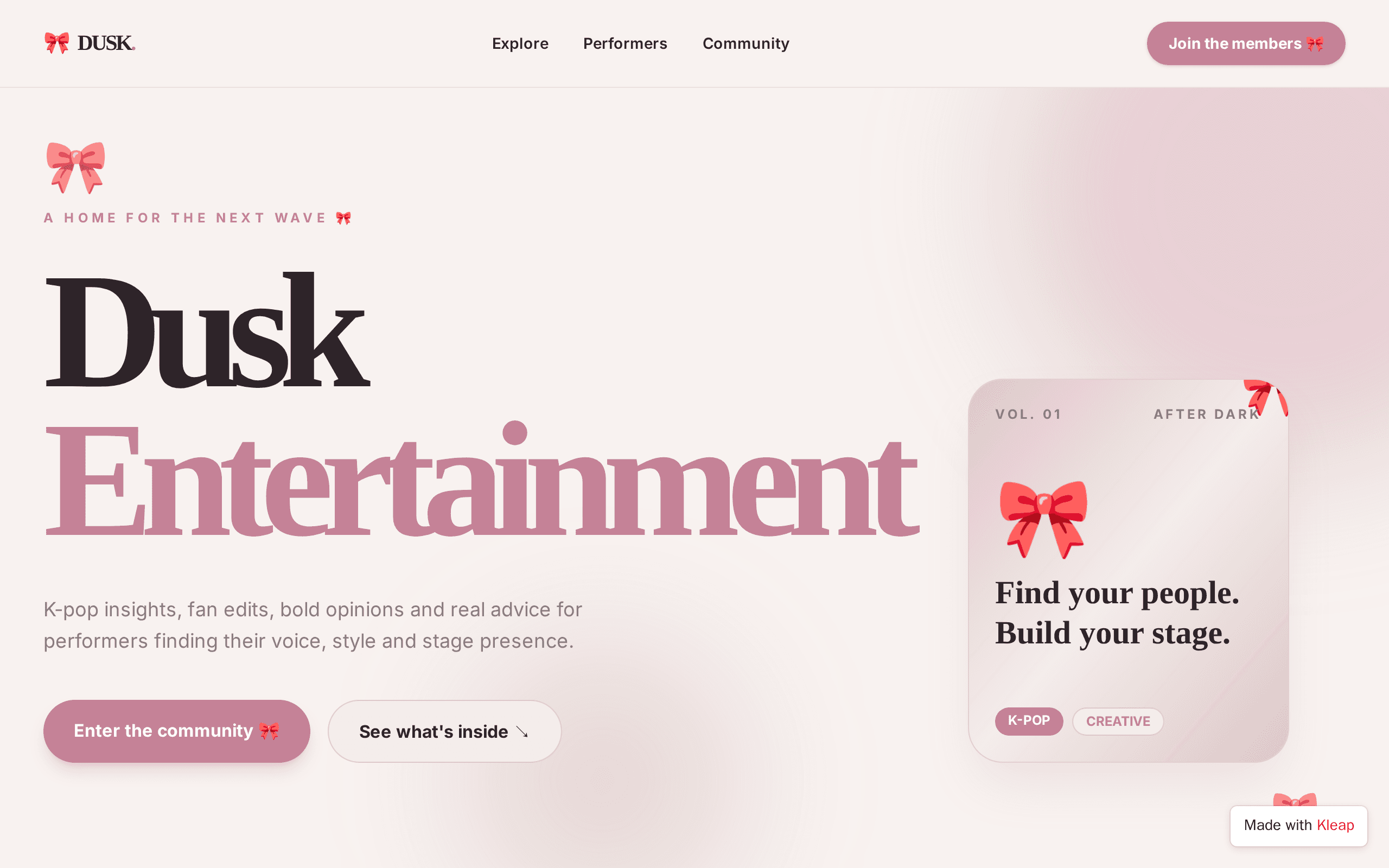 A K-pop creative hub where performers find their voice and build their stage.