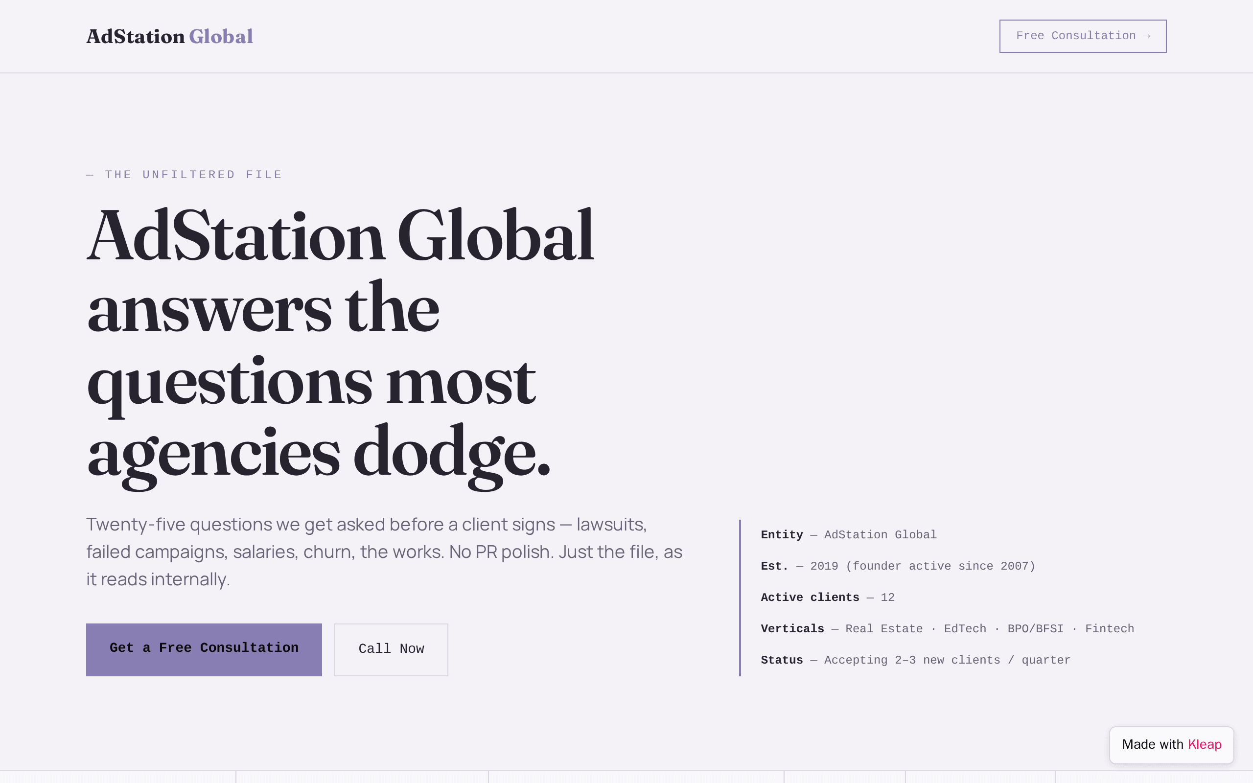 Performance marketing agency that answers the questions others dodge.