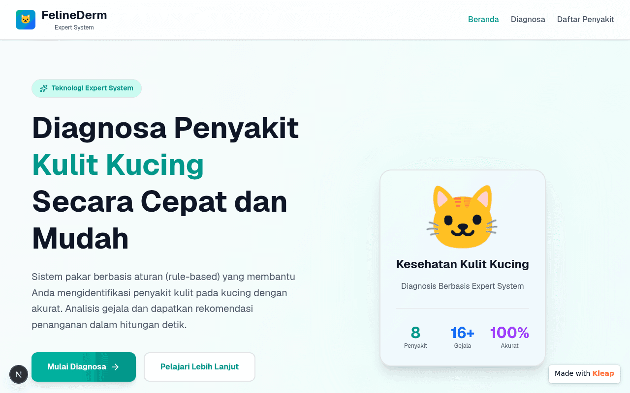 Sistem Pakar Penyakit Kulit Kucing