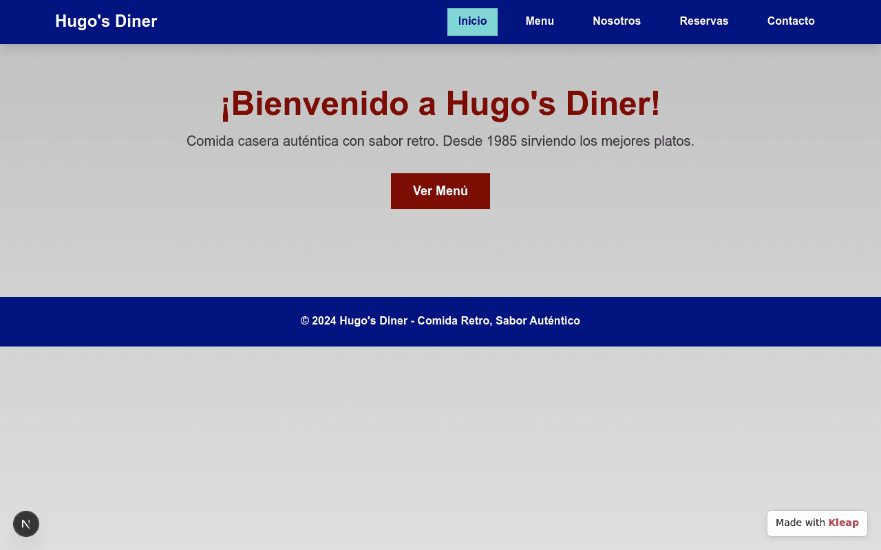 A retro diner website serving up authentic homemade food since 1985.