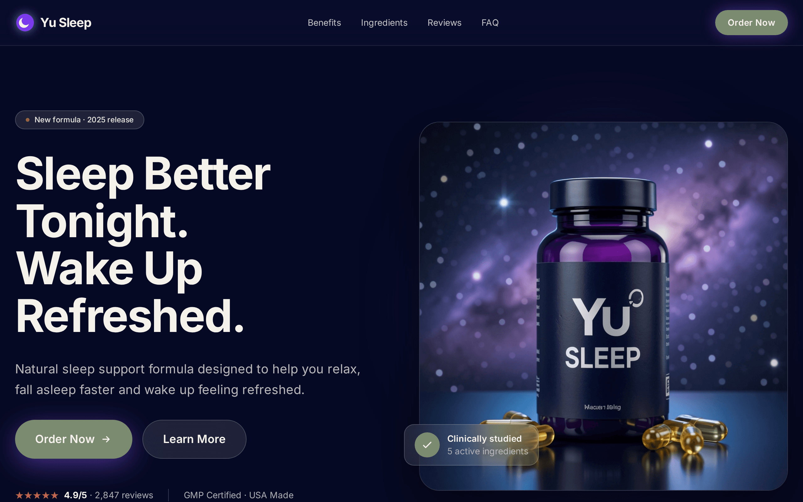A natural sleep drops landing page that earns trust before you scroll.