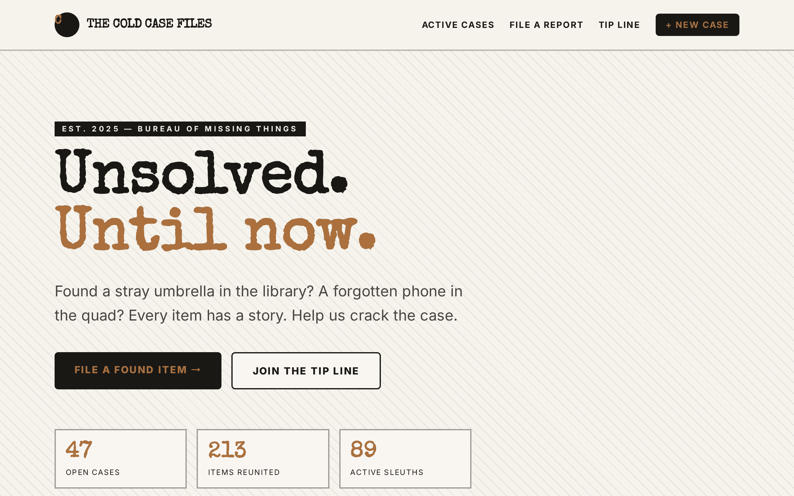 A detective bureau for lost things, where every item tells a story.