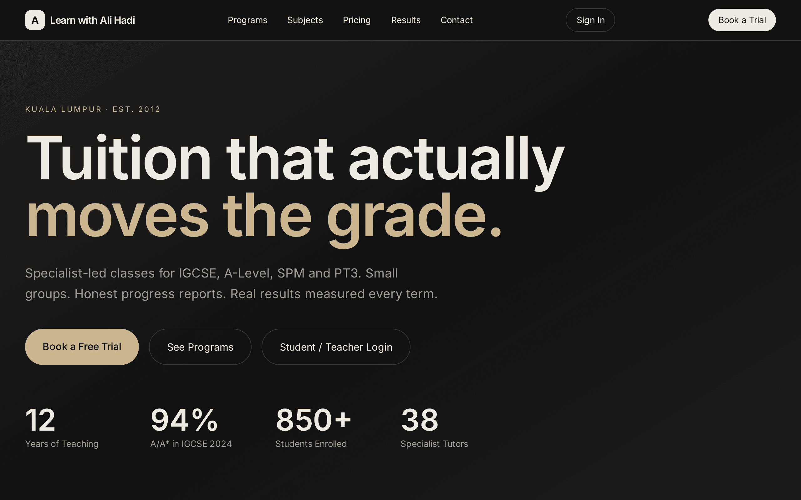 Tuition that moves the grade — specialist-led classes with real results.