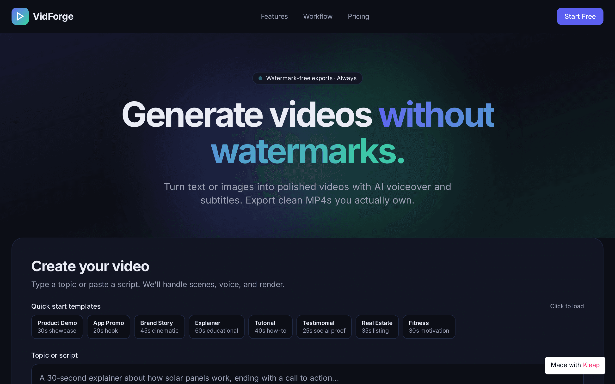 Screenshot of VideoForge