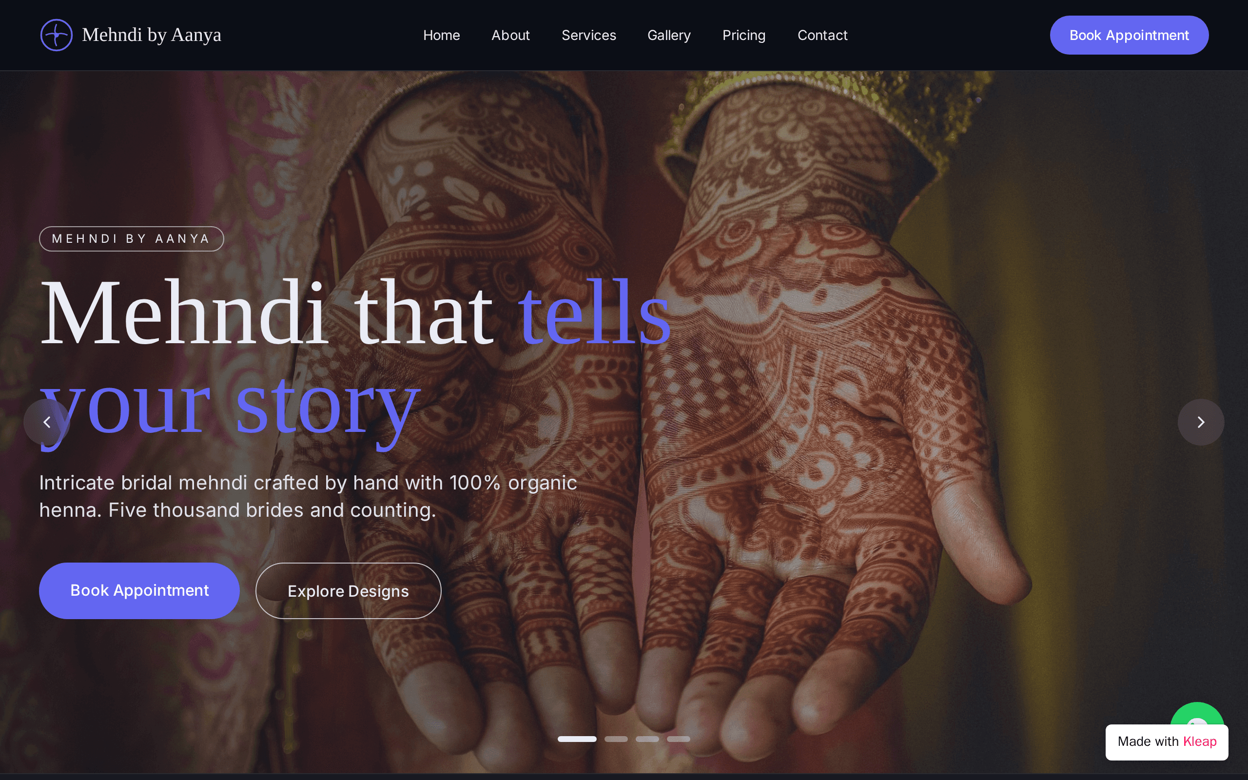 Modern Mehndi Artist Website Create