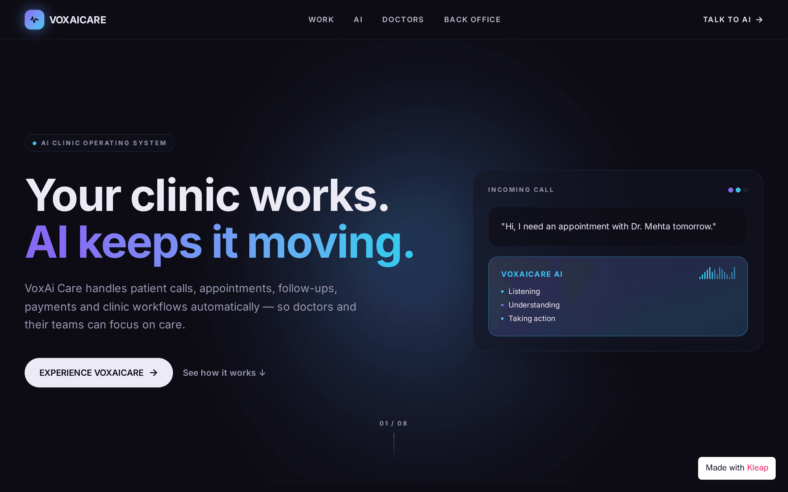 Screenshot of VoxAiCare