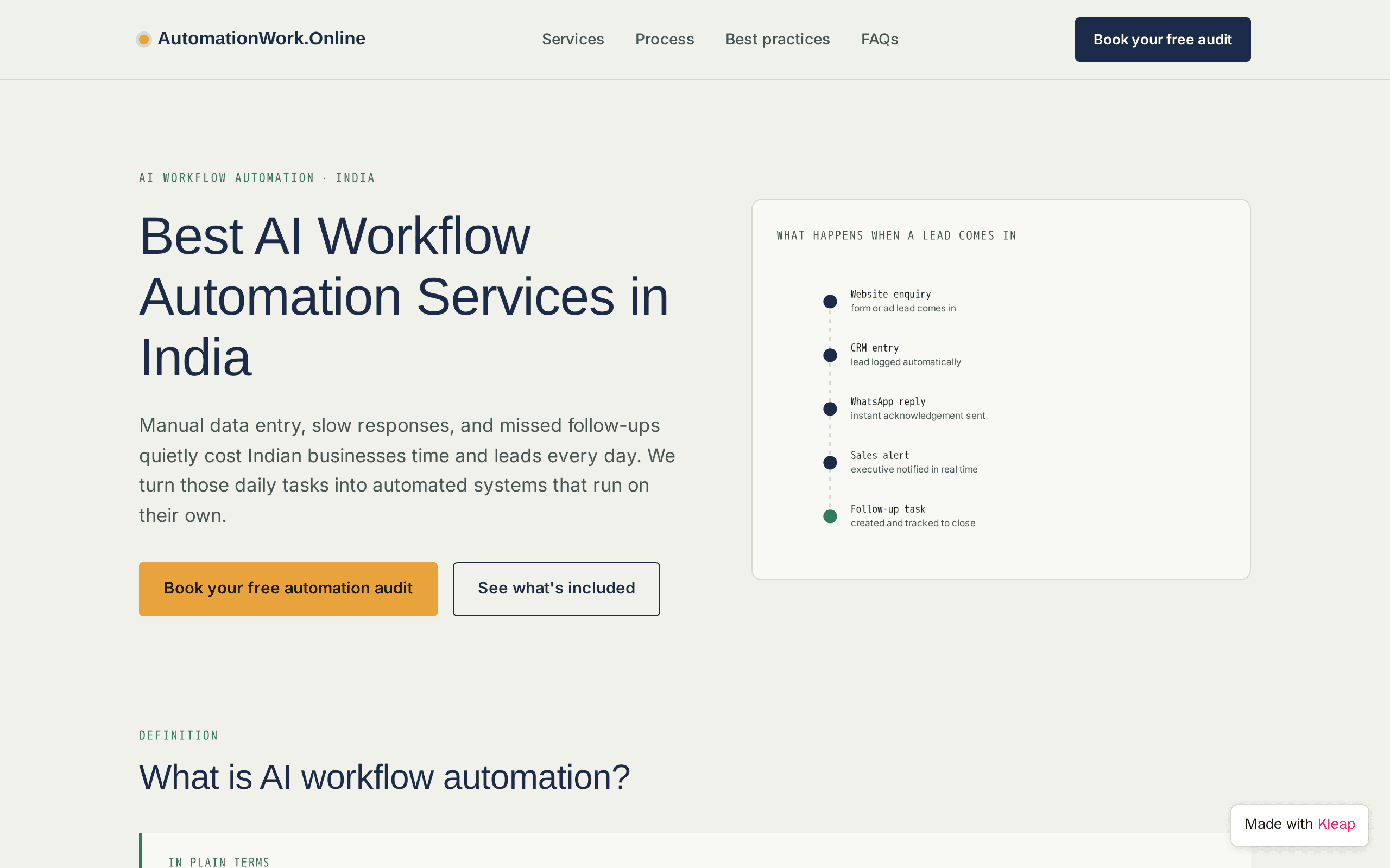 Screenshot of Best AI Workflow Automation Services in India